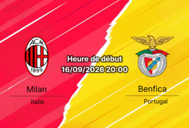 Pronostic Milan Benfica – Stade Giuseppe Meazza San Siro, Europa League tour 1, 16 septembre 2026