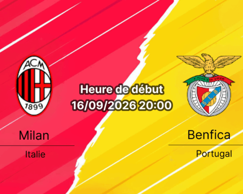 Pronostic Milan Benfica – Stade Giuseppe Meazza San Siro, Europa League tour 1, 16 septembre 2026