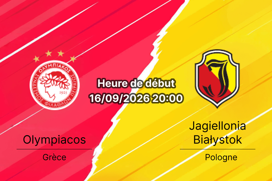 Pronostic Olympiacos Jagiellonia Białystok – Stadio Georgios Karaiskakis Le Pirée, Europa League tour 1, 16 septembre 2026