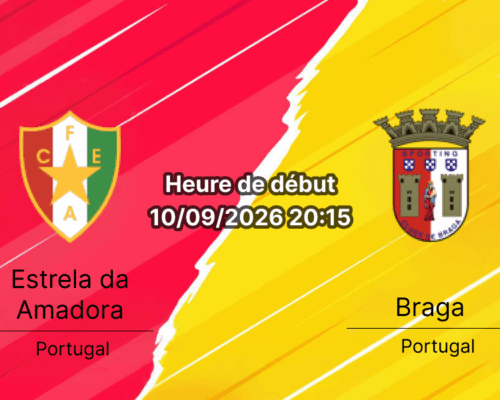 Pronostic Estrela Amadora Braga – Estádio José Gomes, Liga Portugal 10 septembre 2026