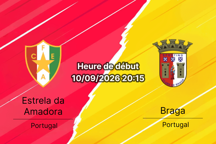 Pronostic Estrela Amadora Braga – Estádio José Gomes, Liga Portugal 10 septembre 2026