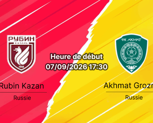 Pronostic Rubin Kazan Akhmat Grozny – Ak Bars Arena Kazan, Premier Liga russe 7e journée 7 septembre 2026
