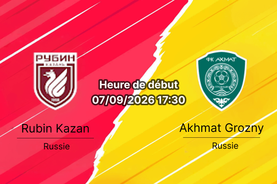 Pronostic Rubin Kazan Akhmat Grozny – Ak Bars Arena Kazan, Premier Liga russe 7e journée 7 septembre 2026