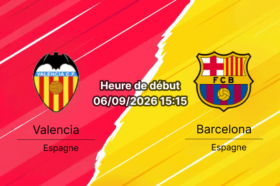 Pronostic Valencia Barcelone – Estadio Mestalla, La Liga 4e journée 6 septembre 2026