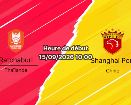 Pronostic Ratchaburi Shanghai Port – Stade Mitr Phol, journée 1 de l'AFC Champions League Elite 2026/2027, 15 septembre 2026