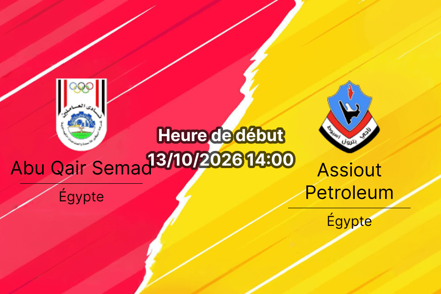 Pronostic Abu Qair Semad Assiout Petroleum – stade de Borg El Arab, Premier League égyptienne, 13 octobre 2026