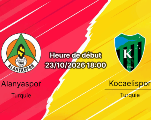 Pronostic Alanyaspor Kocaelispor – Bahçeşehir Okulları Stadyumu, Türkiye Süper Lig Journée 9, 23 octobre 2026