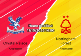 Pronostic Crystal Palace Nottingham Forest — Selhurst Park, Premier League Journée 6, 11 octobre 2026