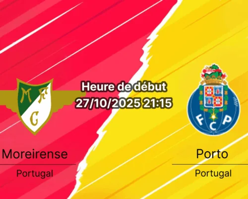 Joueurs du FC Porto célébrant un but lors du pronostic Moreirense – Porto au stade Comendador Freitas
