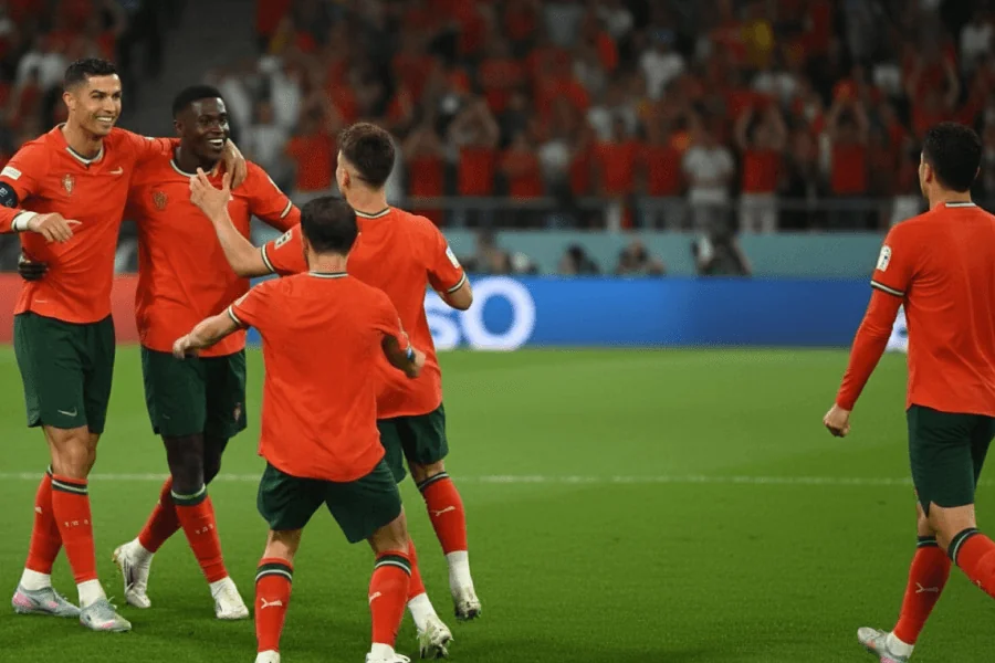 Match Portugal contre Irlande avec Ronaldo sur le terrain.