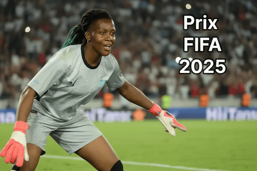 Chiamaka Nnadozie réalisant un arrêt décisif en Ligue des Champions