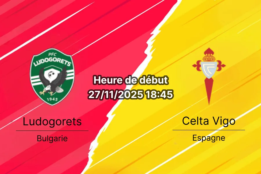 Affiche du match Ludogorets – Celta Vigo en Ligue Europa à Razgrad.