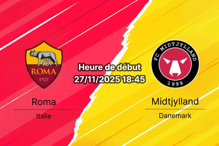 Affiche du match Roma – Midtjylland au Stadio Olimpico de Rome.