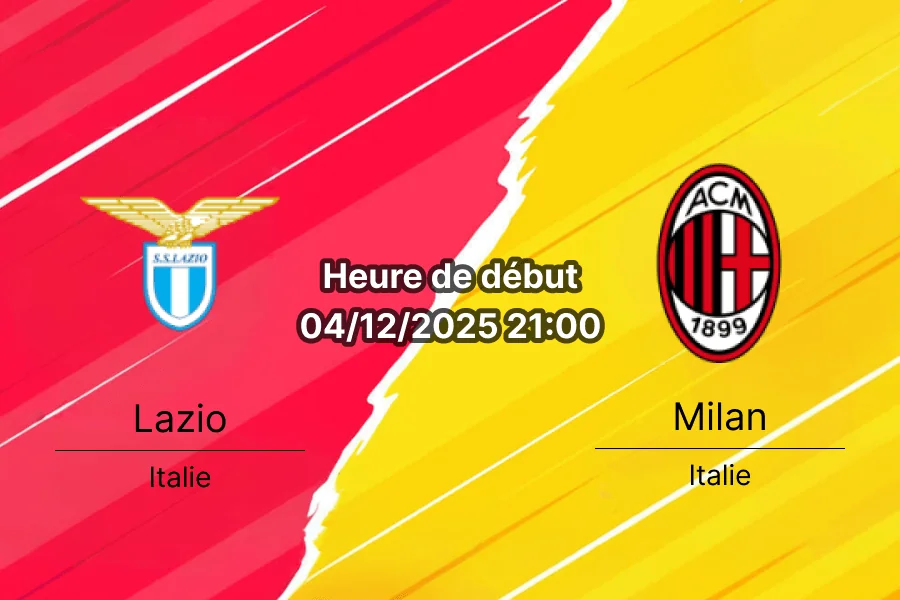 Couverture du pronostic pour le match Lazio vs Milan.