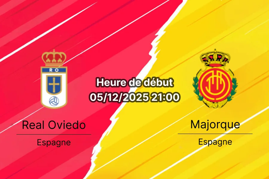 Couverture du pronostic pour le match Real Oviedo vs Majorque.