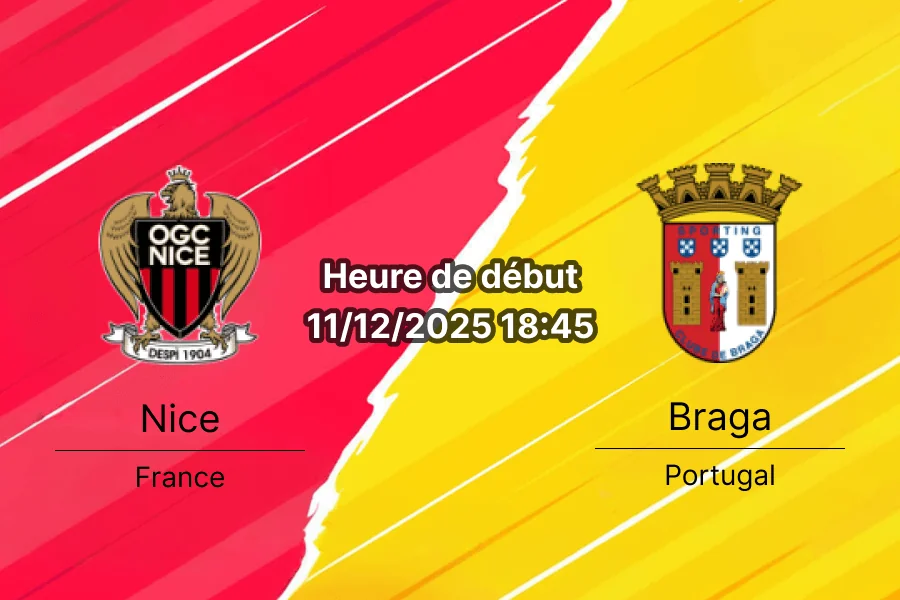 Couverture pour le pronostic du match Nice contre Braga en Ligue Europa.