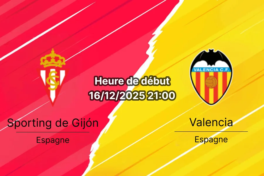 Couverture du match Sporting de Gijón vs Valencia, ambiance festive.