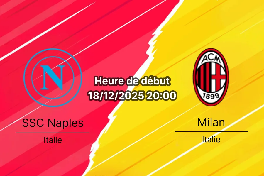 Couverture du match Napoli contre Milan montrant une ambiance de compétition.