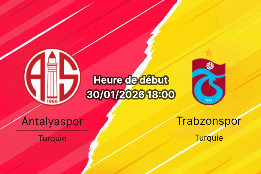 Pronostic Antalyaspor Trabzonspor Super Lig 30 janvier 2026 cotes 1xBet RDC Corendon Airlines Park