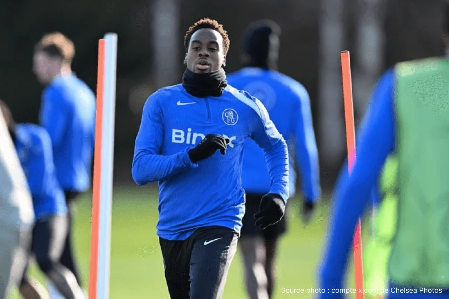 Jamie Gittens Chelsea ischio-jambiers blessure absent long terme