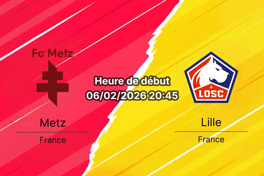 Pronostic Metz contre Lille Ligue 1 21e journée 6 février 2026 Saint-Symphorien LOSC favori