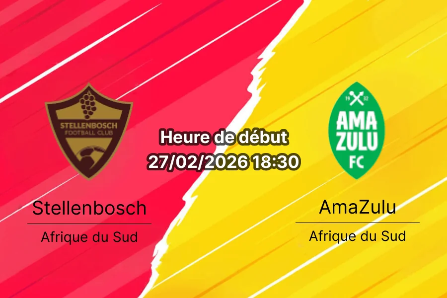 Pronostic Stellenbosch FC vs AmaZulu - Premier Soccer League 27 février 2026 bookmakers-rdc.com