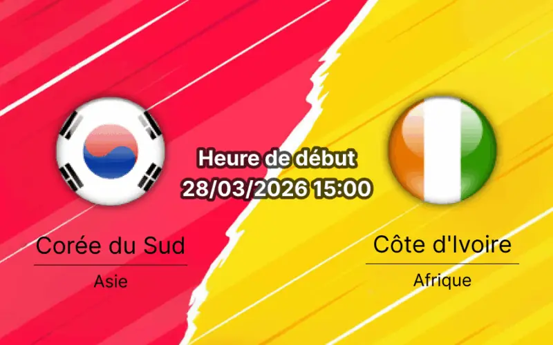 Pronostic Corée du Sud vs Côte d'Ivoire amical international 28 mars 2026 Stadium MK Milton Keynes