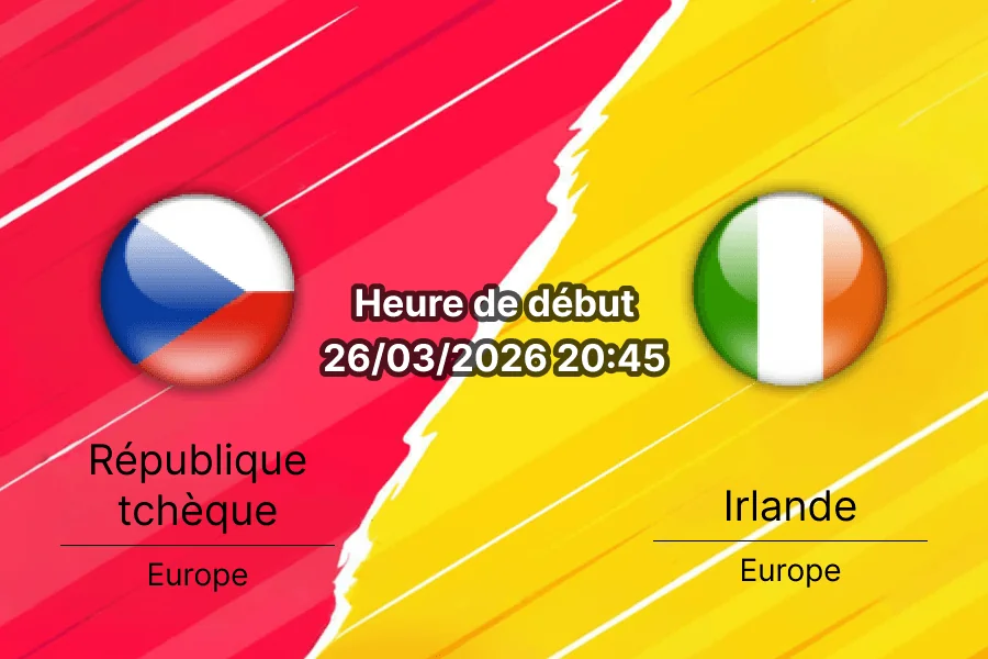 Pronostic République tchèque Irlande barrage qualification Coupe du Monde 2026 UEFA Prague Bookmakers RDC