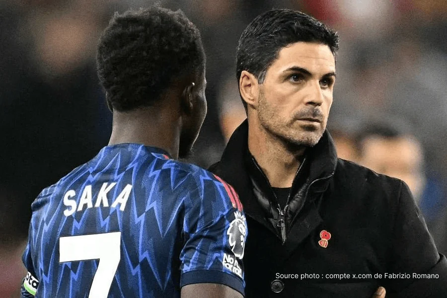 Bukayo Saka Arsenal blessure absence retour Manchester City avril 2026