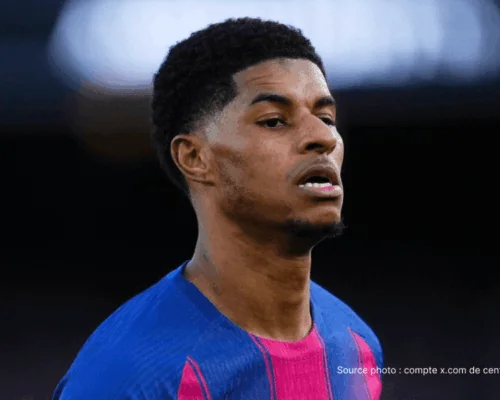 Marcus Rashford maillot Barcelone but célébration Liga 2026