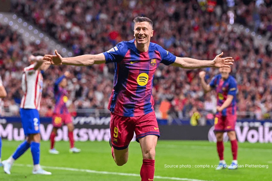 Robert Lewandowski FC Barcelone but célébration Liga saison 2026