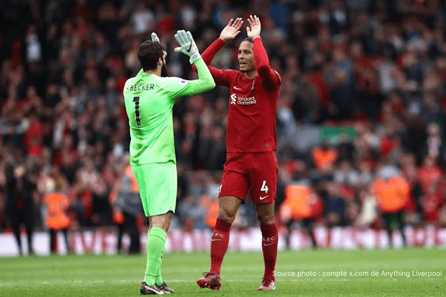 Virgil van Dijk capitaine Liverpool réaction départ Alisson grand coup
