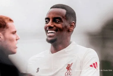 Alexander Isak barbe nouvelle retour entraînement collectif Liverpool 2 avril 2026