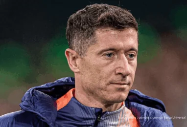 Robert Lewandowski FC Barcelone célèbre but Liga Champions 2026