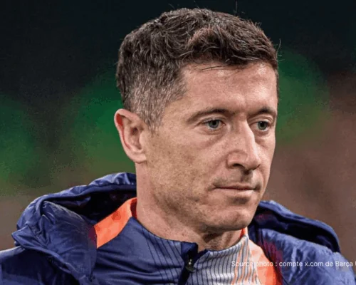 Robert Lewandowski FC Barcelone célèbre but Liga Champions 2026