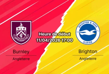 Pronostic Burnley vs Brighton & Hove Albion - Premier League 32e journée 11 avril 2026 15h00 - Turf Moor Burnley - Analyse tactique, blessés et cotes par Koffi Mensah sur Bookmakers-RDC
