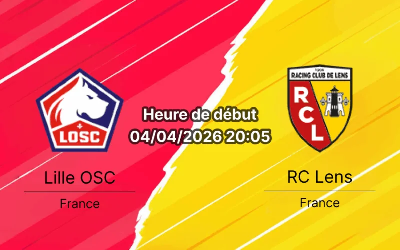 Pronostic Lille vs RC Lens Ligue 1 journée 28 Derby du Nord 4 avril 2026 Stade Pierre-Mauroy bookmakers-rdc