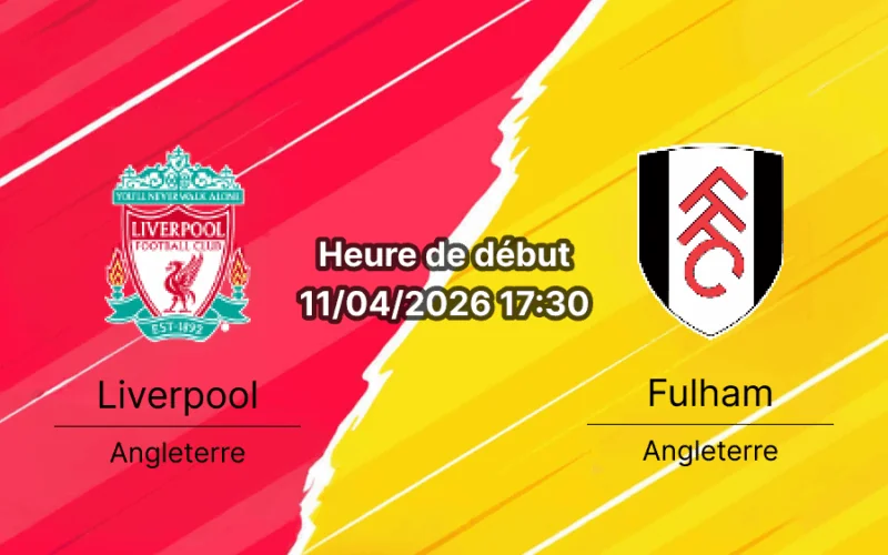 Pronostic Liverpool vs Fulham - Premier League 32e journée 11 avril 2026 17h30 - Anfield Liverpool - Analyse tactique blessés Alisson Mamardashvili et cotes par Didier Lohe sur Bookmakers-RDC