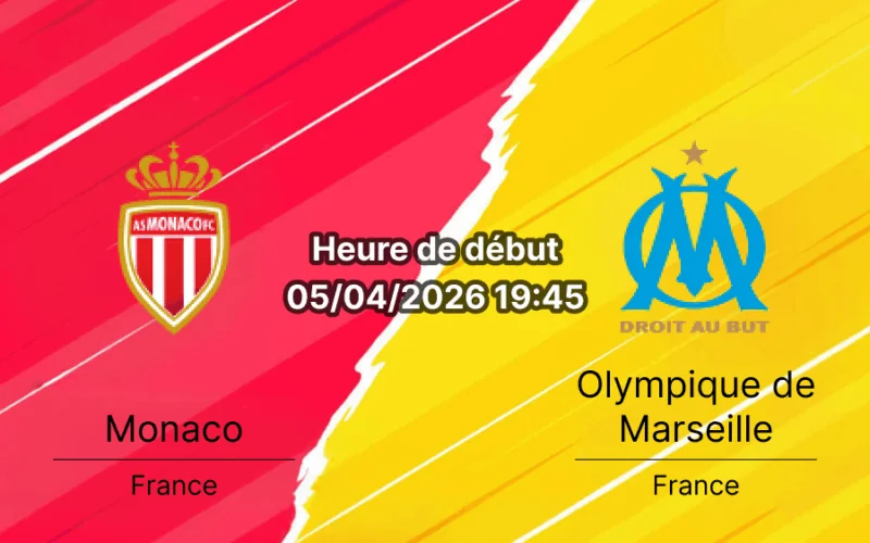 Pronostic Monaco Marseille Ligue 1 J28 5 avril 2026 – bookmakers-rdc.com