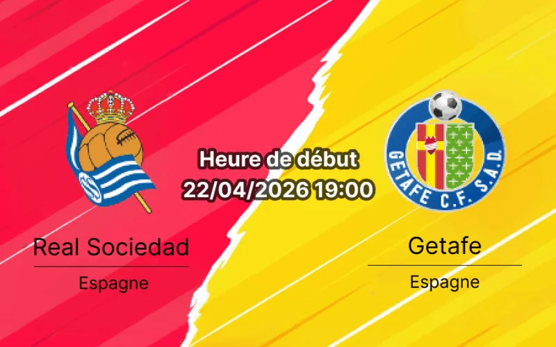 Pronostic Real Sociedad vs Getafe CF LaLiga EA Sports journée 33 22 avril 2026 – analyse tactique xG cotes Reale Arena San Sebastián | bookmakers-rdc.com