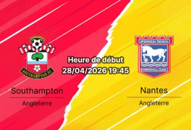 Pronostic Southampton FC vs Ipswich Town FC – EFL Championship Round 40, 28 avril 2026, 19h45 – St. Mary's Stadium Southampton 32689 places – Analyse xG, fatigue FA Cup, compositions et paris sur bookmakers-rdc.com