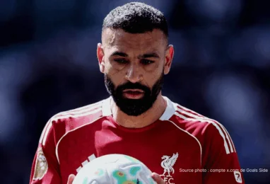 Mohamed Salah célèbre son neuvième but en derby de Merseyside en Premier League