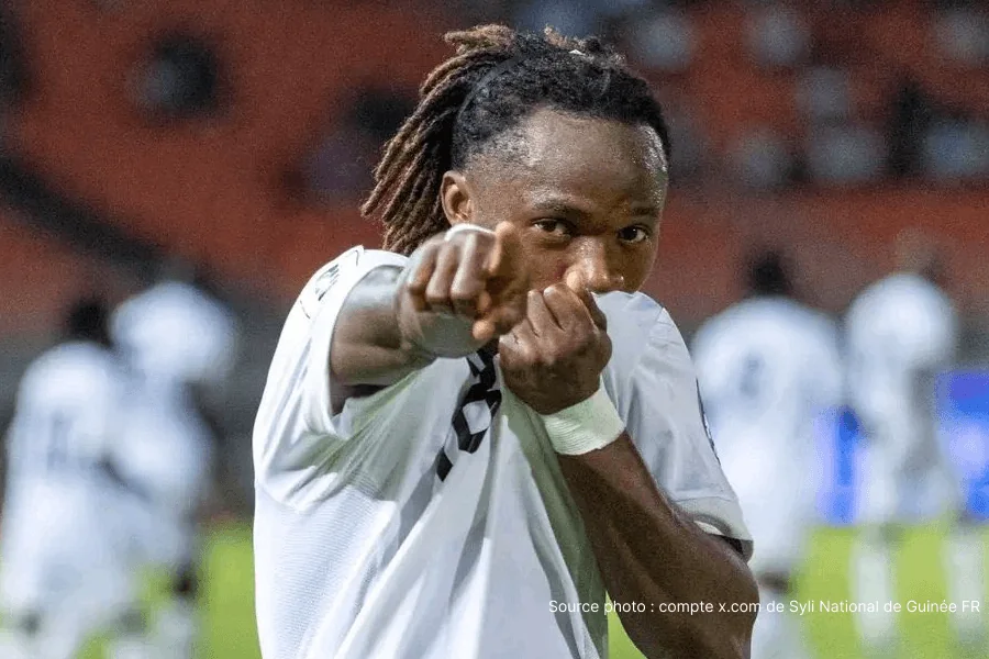 Abdoul Karim Traoré célébrant son doublé avec le Syli National Guinée octobre 2025