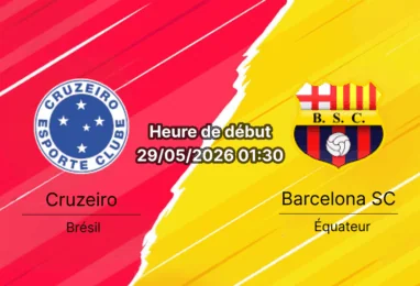 Pronostic Cruzeiro Barcelona SC – Estádio Governador Magalhães Pinto (Mineirão), Copa Libertadores Groupe D, 29 mai 2026