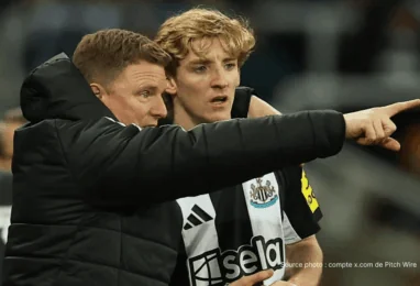 Eddie Howe entraîneur Newcastle United en conférence de presse avant Anthony Gordon Bayern Munich Newcastle mai 2026 — Premier League St. James' Park