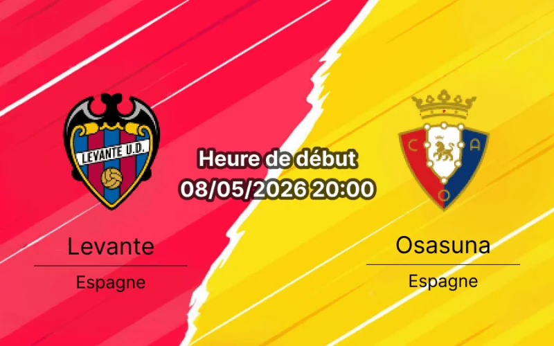 Pronostic Levante Osasuna – Estadio Ciutat de València, La Liga 35e journée 8 mai 2026