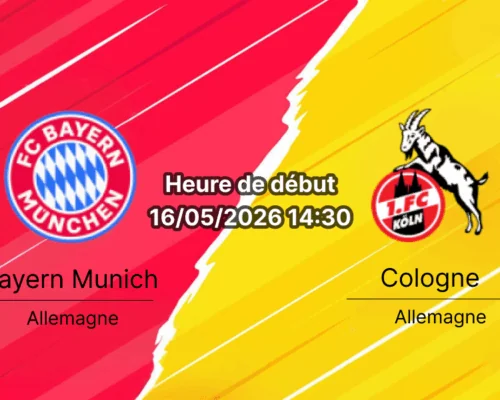 Pronostic Bayern Munich Cologne – Allianz Arena, Bundesliga J34, 16 mai 2026