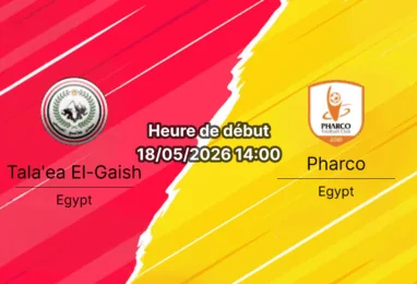 Pronostic Tala'ea El-Gaish Pharco au Gehaz El-Reyada Le Caire, Egyptian Premier League relégation 18 mai 2026