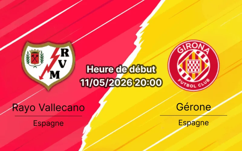 Pronostic Rayo Vallecano Gérone – Campo de Vallecas Madrid, La Liga journée 35, 11 mai 2026