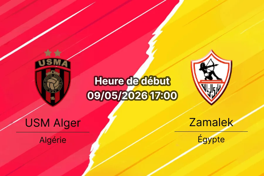 Pronostic USM Alger Zamalek – Stade du 5 Juillet 1962, Alger, finale aller TotalEnergies CAF Confederation Cup 9 mai 2026